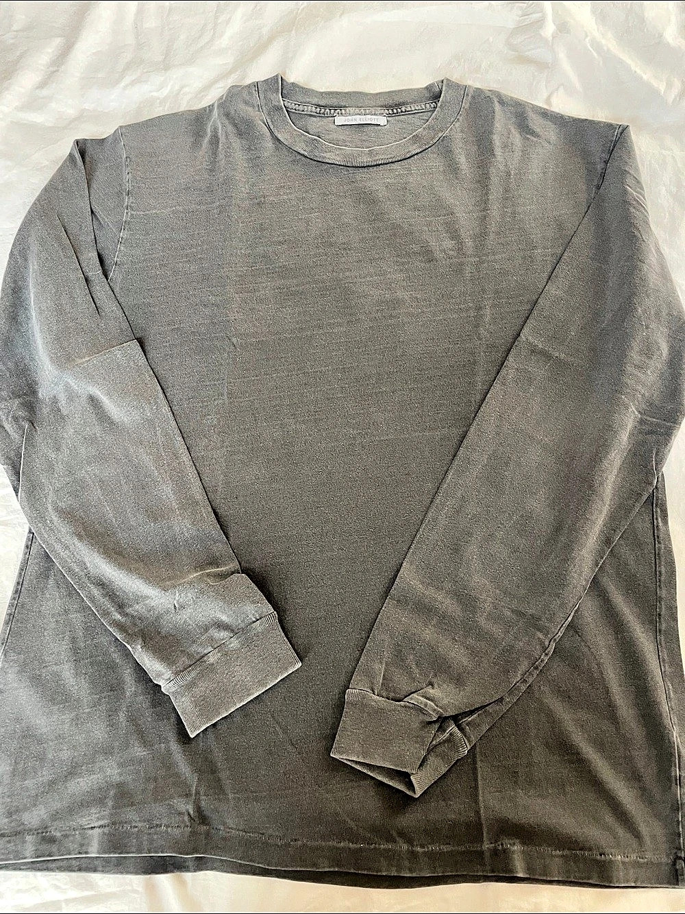John Elliott Long Sleeve University Tee Men's Cotton Long Sleeve Tee Size 3 Gray